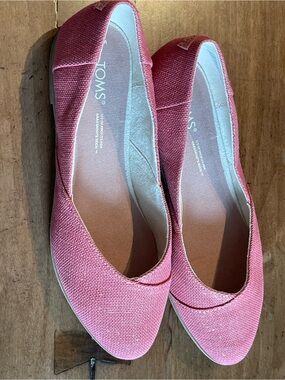Toms Pink Canvas Slip-On Ballet Flats